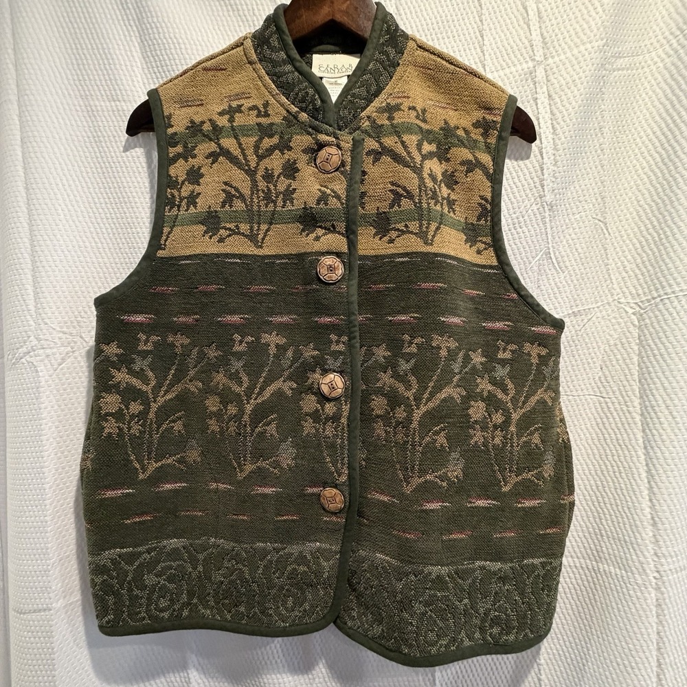 Vintage Tapestry Vest Cabin Creek Medium Cottagecore Crafty Farm Academia NWOT